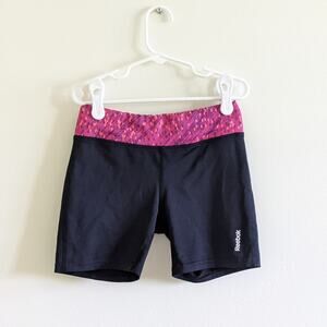 Reebok Girls Stretch Bike Shorts Sz 8/10 Black Pink